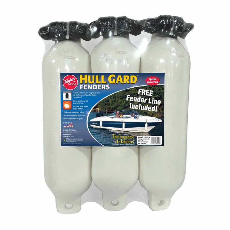 Hull Gard Fender 3-Pack with Whips, 6.5" x 23" image number 0