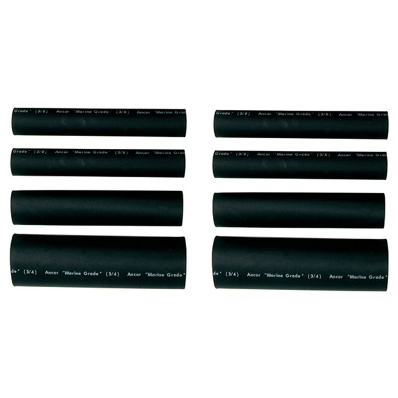 Heat Shrink Tubing Assortment, 20-2/0 Wire Gauge 3/16"-3/4" Dia. x 6"L, Black 8-Pack image number 0