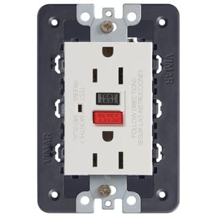 Vimar Eikon 21296.N 3-Module GFCI Duplex USA Outlet 15A 125V, Silver
