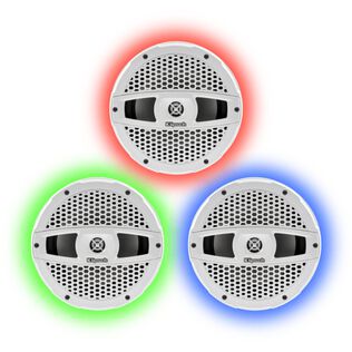 KMS850AWL 8.50" Marine Coaxial Speakers, White Colored Grilles with RGB LED Illumination