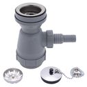 2" Drain, Trap Sink Drain, 3/4" & 1" Hose Barb, w/Strainer, w/Chain Stopper Brushed  Finish image number 0