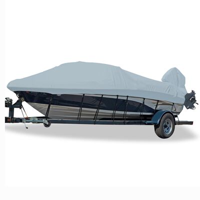 Styled-to-Fit Boat Cover for V-Hull Outboard Runabout Boats (Including Euro-Style) with Windshield and Hand or Bow Rails