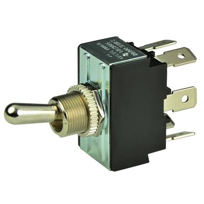 Chrome Plated Toggle Switch, On/Off/(On), DPDT