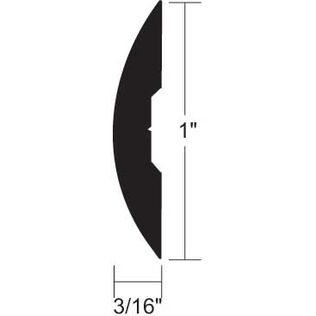 Aluminum Rub Rail - 1"H x 3/16"W x 12'L, #6 Screws