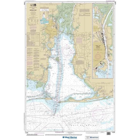 Maptech&reg; NOAA Recreational Waterproof Chart-Mobile Bay Mobile Ship Channel-Northern End, 11376 image number 0