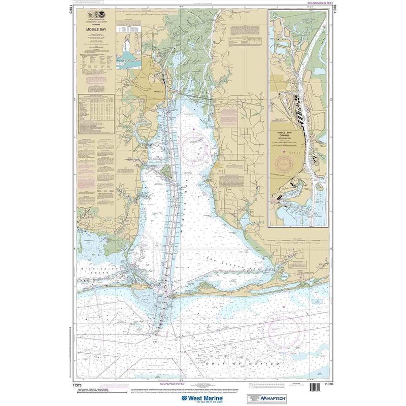 Maptech® NOAA Recreational Waterproof Chart-Mobile Bay Mobile Ship Channel-Northern End, 11376 image number 0