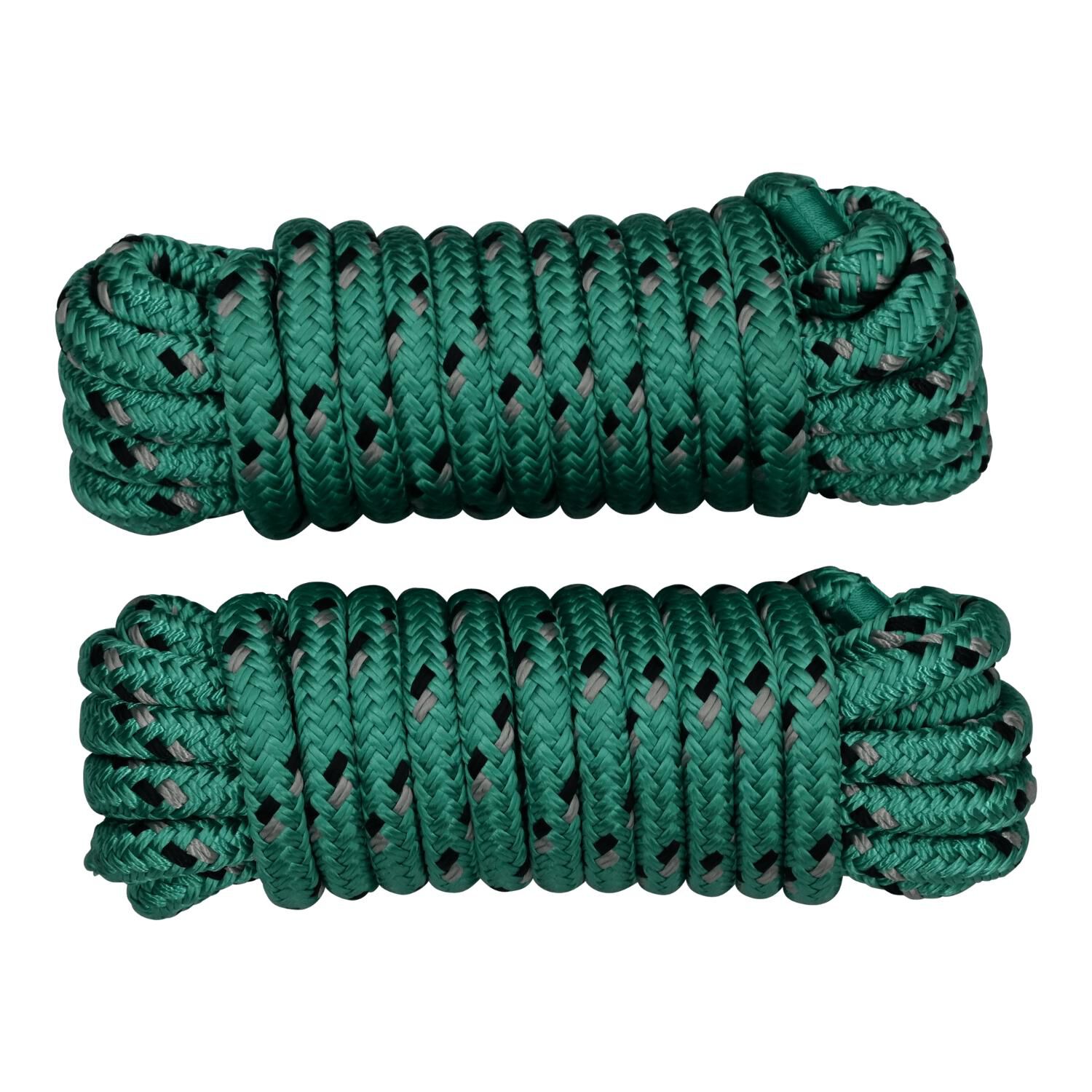 2 pack - SM 3/8" Dock Line Green with Black Tracer - 10 Foot