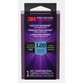 3M Pro Grade Precision Faster Sanding Sanding Block Sponge FSB120-PGP-1T, 2.5" x 4.5" x 1", 120 grit, Medium, 12/case