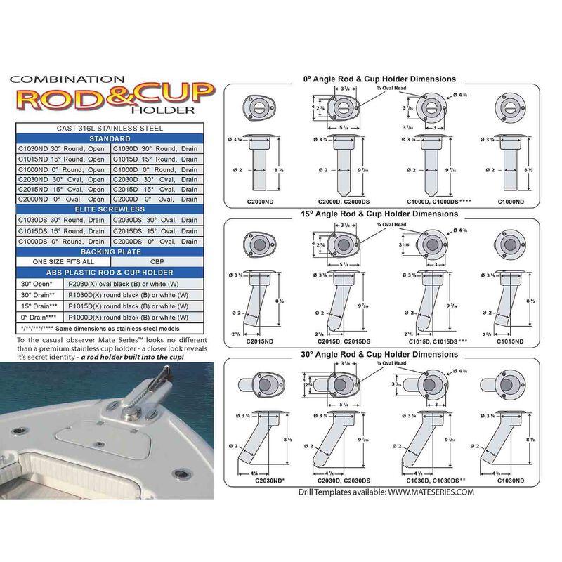Combination Rod and Cup Holder Round Top 0° Rod Angle Open at Bottom image number 1