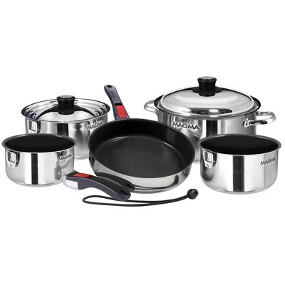10-Piece Professional Series Gourmet “Nesting” Stainless Steel Cookware with Ceramica® Non-Stick