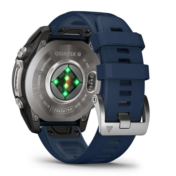 Quatix 8&nbsp;Nautical Smartwatch&nbsp;Sapphire Titanium Bezel with Captain Blue Silicone 51mm Band image number 1
