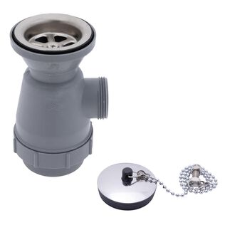 2" Drain, Trap Sink Drain, 1-1/4"-M Thread, w/Chain Stopper Brushed Finish