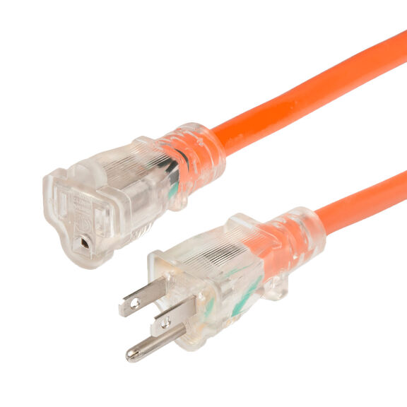 Marinco 25 Foot Lighted Extension Cord, 15 Amp, 16/3 AWG, Orange image number 0