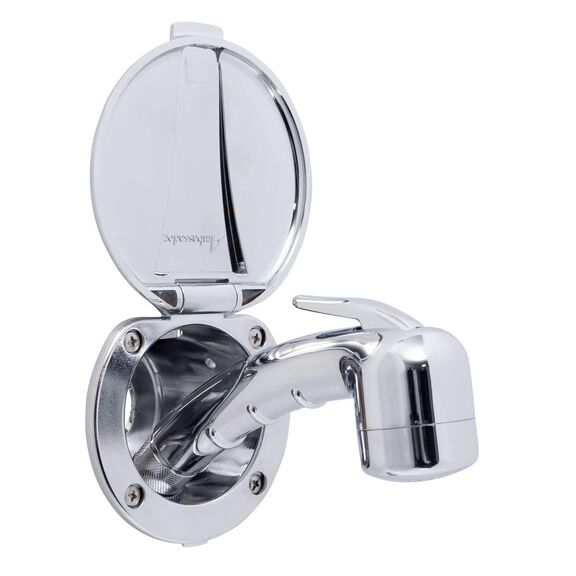 Recessed Shower Chrome Cup & Lid, Small Chrome Sprayer No Hook, 10' White Rubber Hose image number 1