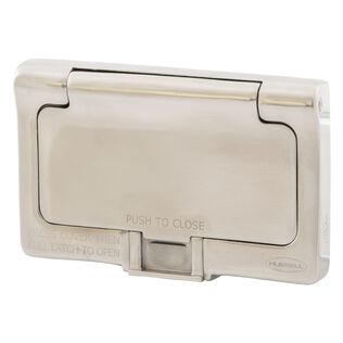 Hubbell 1 Gang , Weatherproof, Flip Cover, GFCI, Stainless Steel , 4X