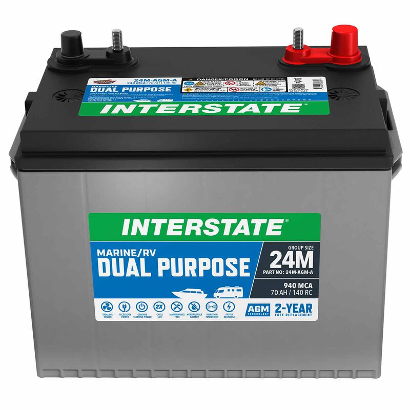 INTERSTATE BATTERIES Group 24M Dual Purpose AGM Battery, 70 Amp Hours