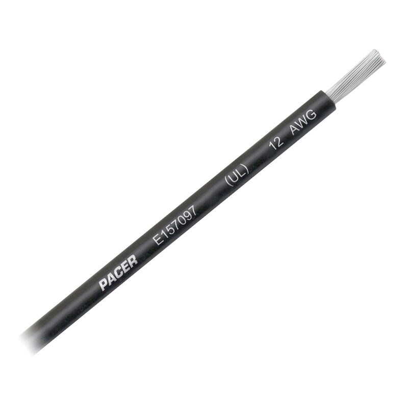 Primary Wire, Marine, 12 AWG, 1C C, Black, PVC, Stranded, 600V, 250 ft.