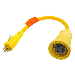 Hubbell Marine Adapter, Straight , Yellow, 50A Twist-Lock to 15A Straight Blade