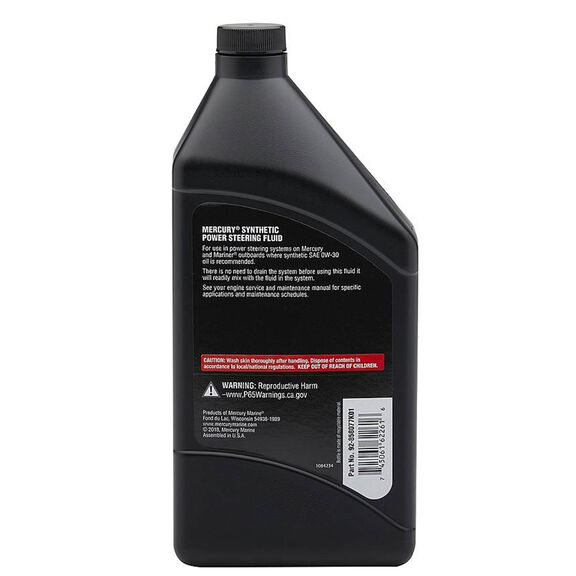 Mercury 858077K01 SAE 0W-30 Full Synthetic Power Steering Fluid, 32 oz. image number 1