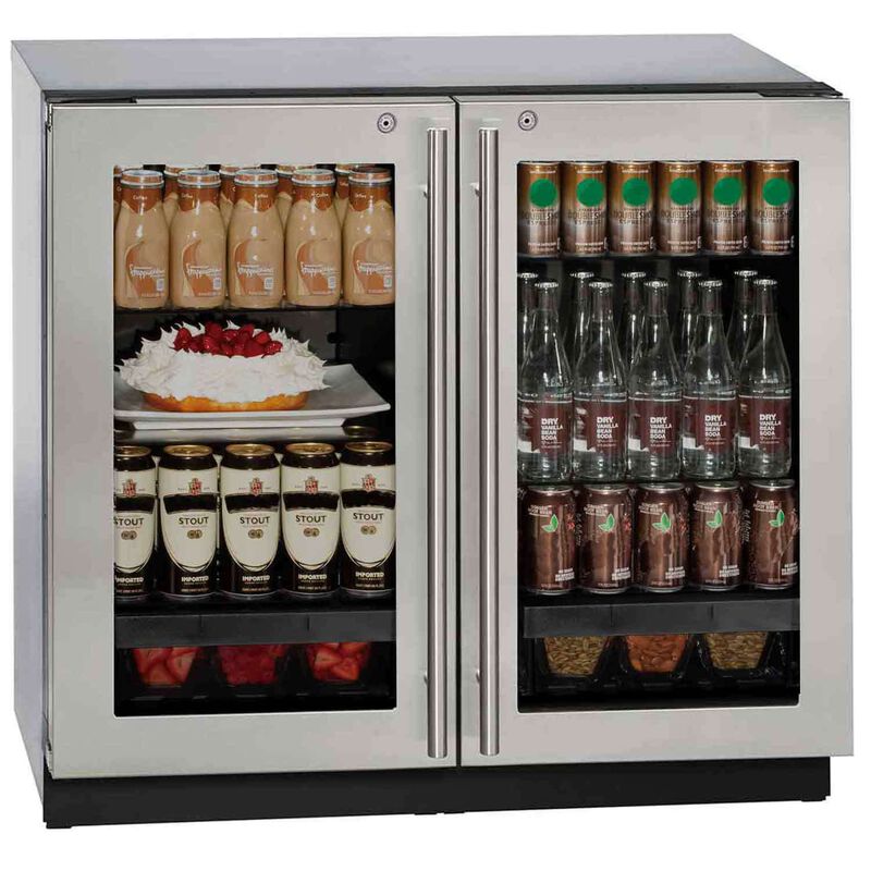 36" Stainless Glass Door Refrigerator, With Lock image number 0