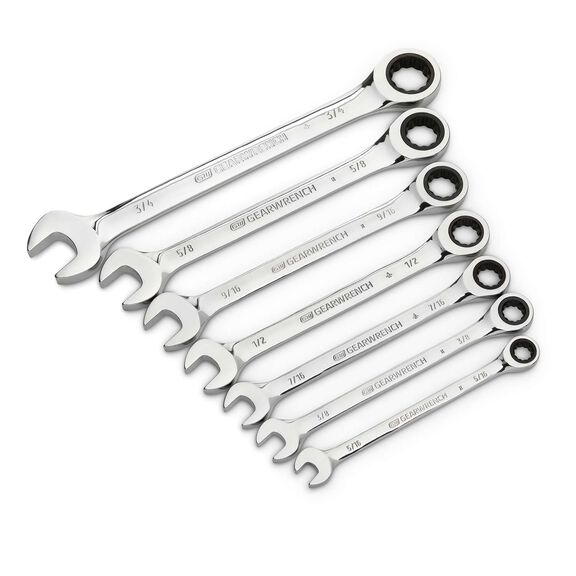 7 Piece SAE Combination Ratcheting Wrench Set image number 0
