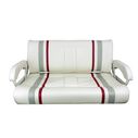 Double Bucket Bench Seat, White Upholstery with Red and Gray Stripes image number 1