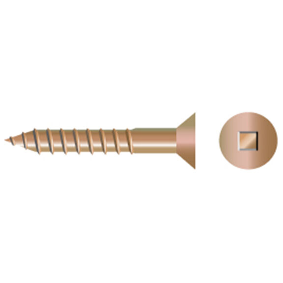#12 X 2 1/2" Silicon Bronze Square Drive Flat-Head Wood Screws, 25-Pack image number 0