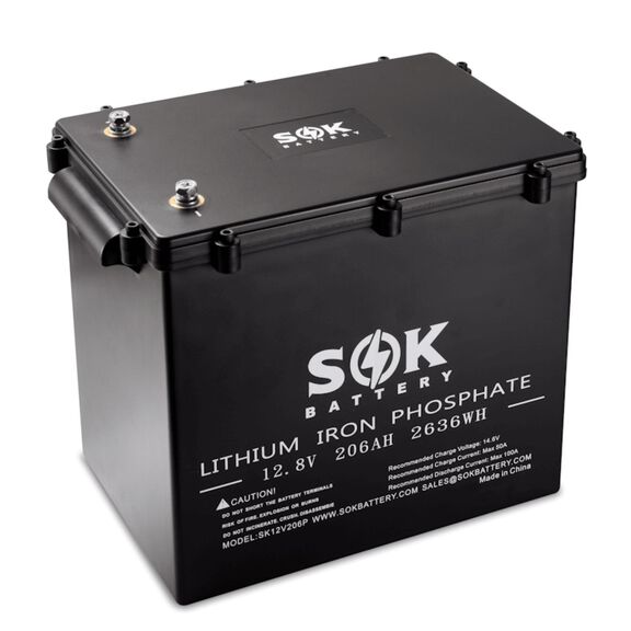 SOK 12V  206AH LiFePo4 Heated Battery Plastic Case with Bluetooth image number 0