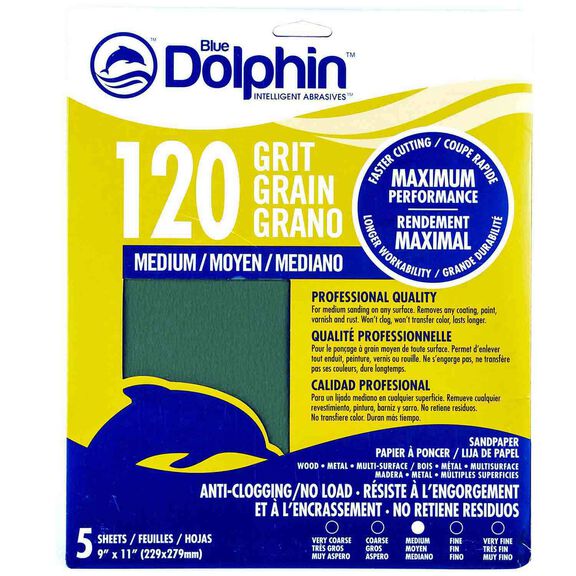 Pro Grade Sandpaper Sheets, 120 Grit, 5-Pack image number 0
