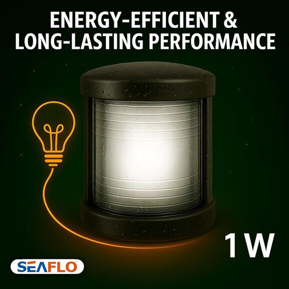 SEAFLO 11 Series LED Stern Navigation Light 12V IP67 White 2NM Mini Black image number 5