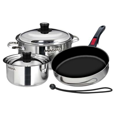 Professional Series Gourmet Nesting 7-Piece Stainless Steel Induction Cookware Set with Ceramica® Non-Stick