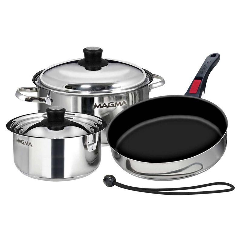MAGMA Professional Series Gourmet Nesting 7-Piece Stainless Steel Induction  Cookware Set with Ceramica® Non-Stick