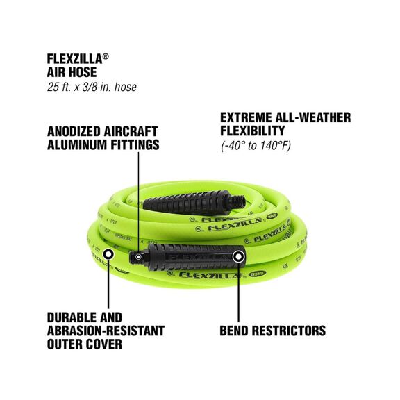 Flexzilla Air Hose 3/8" 25' 1/4"MNPT image number 2
