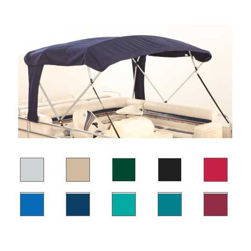 Buggy Style, Square Tube, 4-Bow Pontoon Bimini Top, 96"L, 88-96"W, 48"H, Gray image number 0