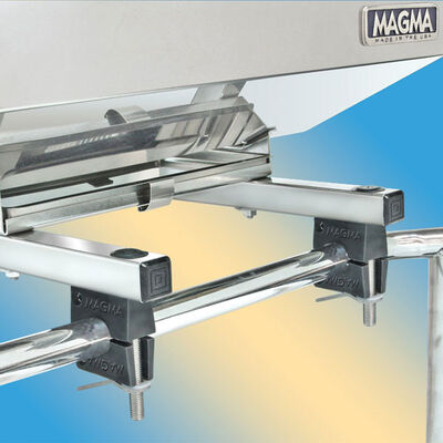 Dual Extended Horizontal Round Rail Mounts for Magma Rectangular Grill