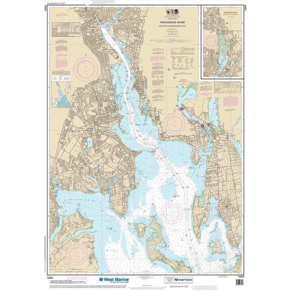 Maptech&reg; NOAA Recreational Waterproof Chart-Providence River and Head of Narragansett Bay, 13224 image number 0