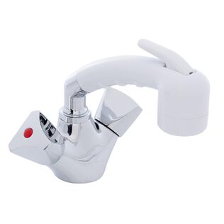 Trinidad Head/Shower Combo Faucet Small Sprayer 6' Rubber Hose Chrome/Arctic White