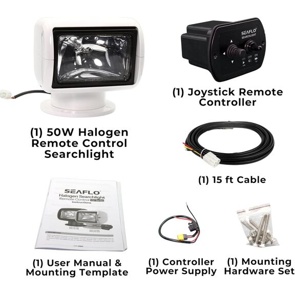 SEAFLO 01 Series 50W Remote Control Halogen Boat Searchlight, White image number 4