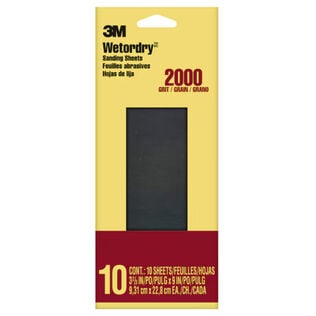 Imperial&trade; Wetordry&trade; Sandpaper, 3 2/3" x 9", 2000 Grit, 10 Sheets