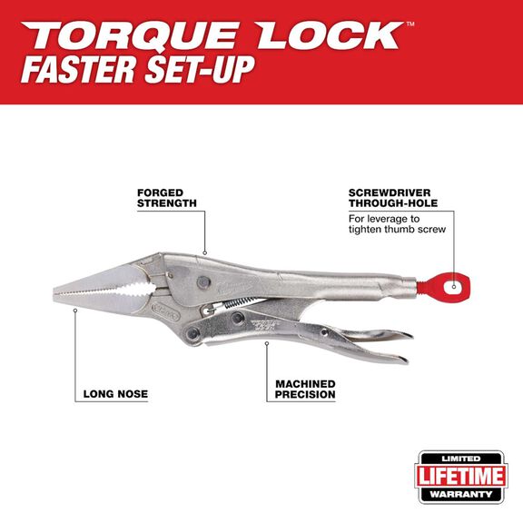 6" Torque Lock&trade; Long Nose Locking Pliers image number 1