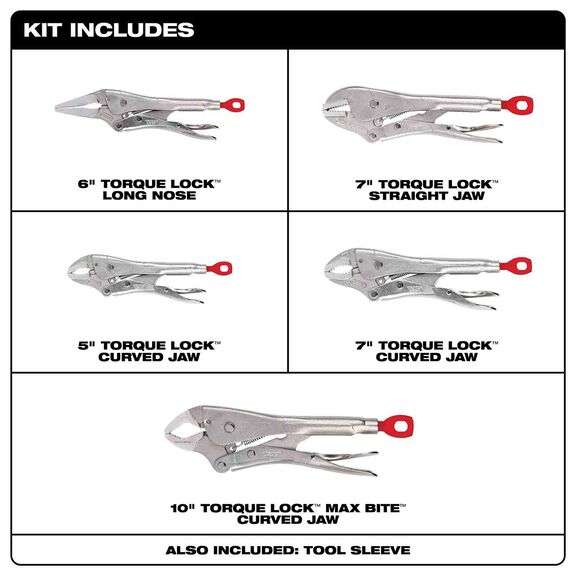 TORQUE LOCK&trade; Locking Pliers Kit, 5 Piece image number 1