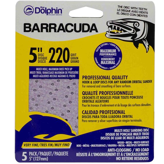 Barracuda 5" Pro Quality Sanding Discs, 220 Grit, 5-Pack image number 0