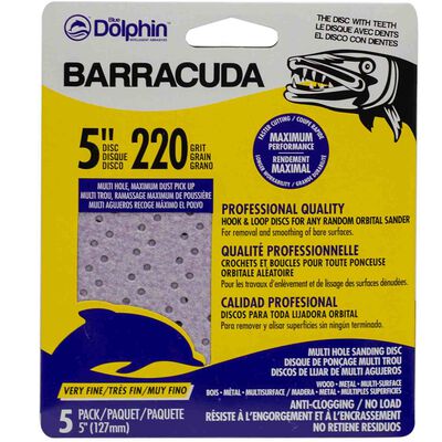 Barracuda 5" Pro Quality Sanding Discs, 220 Grit, 5-Pack