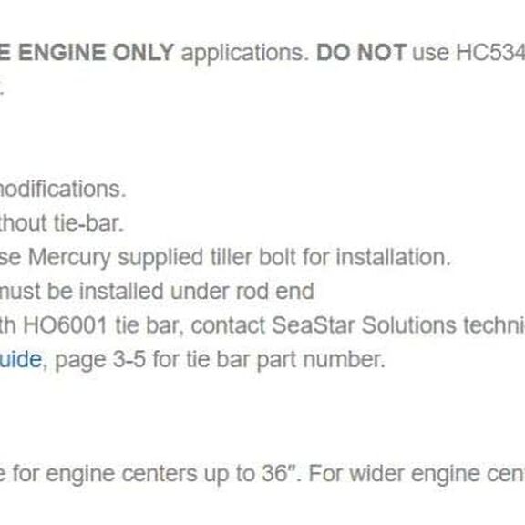 Seastar HO6001 Tie Bar Kit, Single Cylinder image number 4