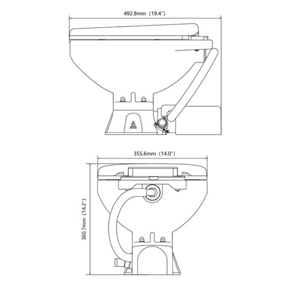 COMMODORE CM2RMT Twist Flush Electric Marine Toilet Boating Head &ndash; 12V, Integrated Flush Pump image number 2