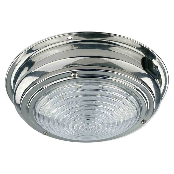 6 7/8" Stainless Steel LED Dome Light, White/Red image number 1