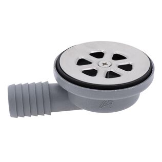 2" Drain, 95 Degree Floor Drain, Low Profile, 1" Hose Barb Brushed Finish