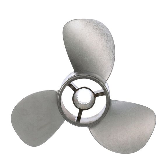 Quicksilver Bravo Three 14.0" Diameter X 24" Pitch, 3-Blade Stainless Steel Propeller, Right Hand Rotation, Matte Finish image number 0