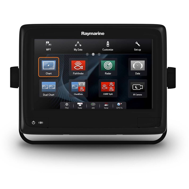 a98 Multi-Function Touchscreen Display with Built-in CHIRP Sonar and CHIRP Downvision™, Wi-Fi and US C-MAP Essentials Charts, CPT-100 Transom Mount Transducer image number 1