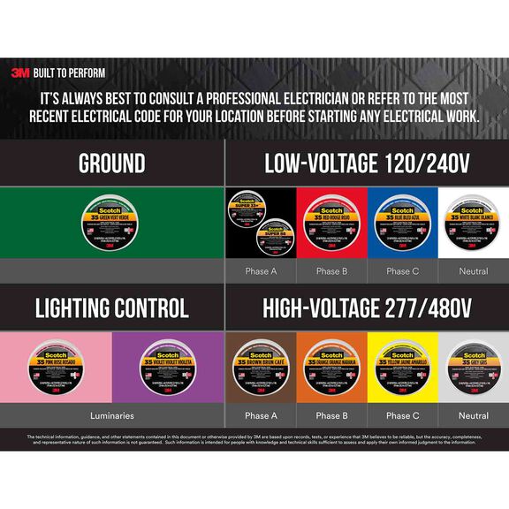 Scotch&reg; Professional Quality Electrical Tape, 5-Pack, 1 of Each Color:  Blue, Green, Red, Yellow, White image number 7